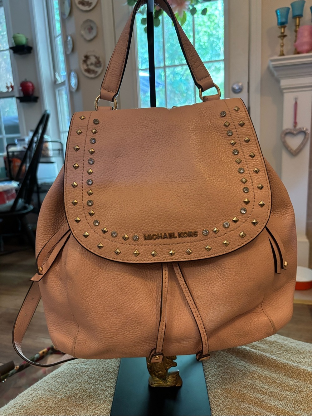 Michael Kors Blush Pink Studded Leather Backpack